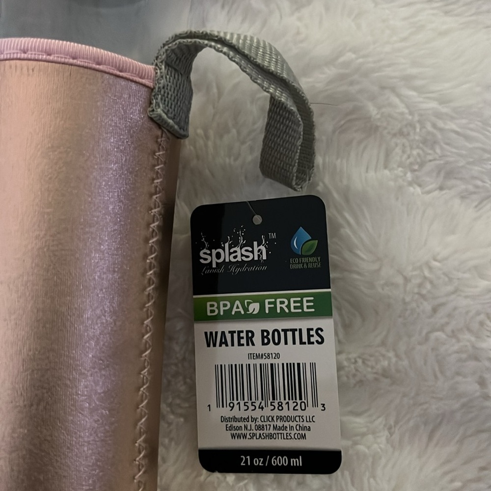 Splash Eco Glass Water Bottle 21oz – BPA Free & Reusable Metallic Pink - Picture 3 of 5